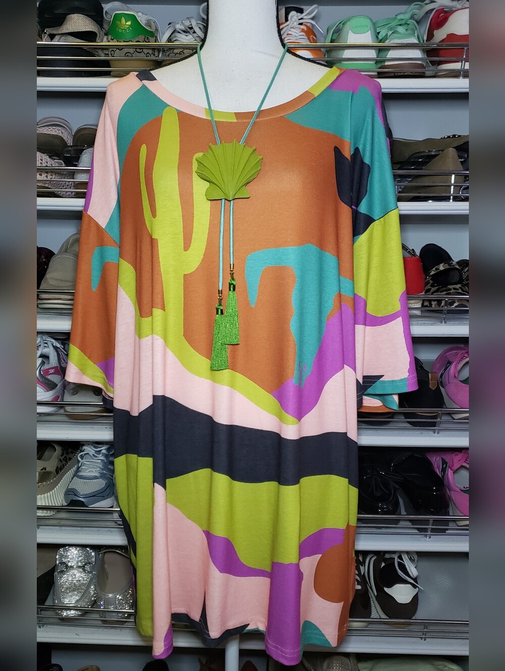 2 Fly Abstract Cactus Landscape Tunic Top